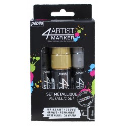 SET 3 COLOR BLACK SIVER GOLD 4ARTIST MARKER 8 MM OIL-BASED PAINT MARKER -